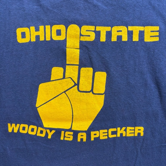 Vintage Michigan Ohio State Rivalry Graphic Blue Yellow Men's T-Shirt M - Picture 7 of 8